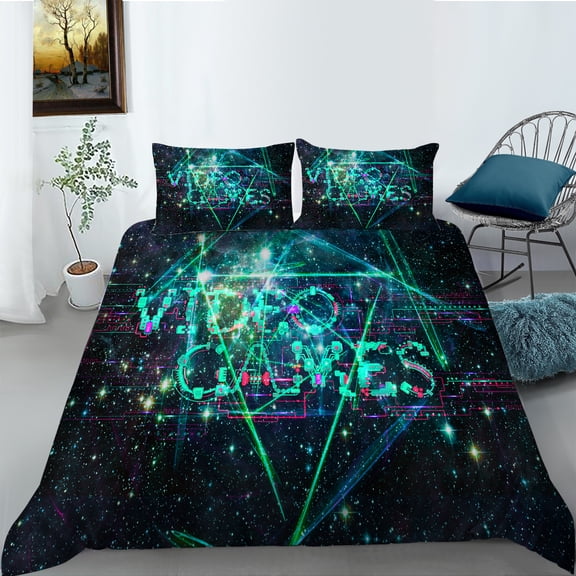YJHDM 3D Starry Sky Game Bedding Set Gamer Duvet Cover Pillow Case 2/3pcs for US Full Size Bed