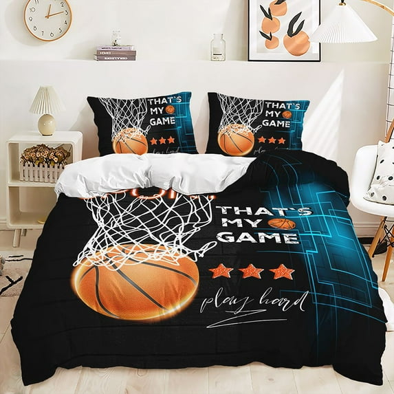 YJHDM Basketball Bedding Set 3D Sports Duvet Cover Pillowcase 2/3pcs for Teens Men's Birthday Gift