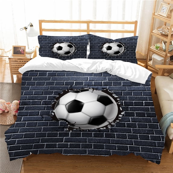 YJHDM Bedding Set, Football Pattern Children's and Youth Down Duvet Cover, Pillowcase Gift, 2/3 Pieces
