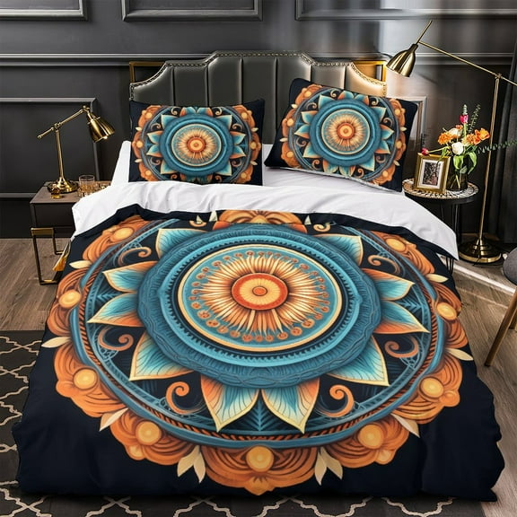 YJHDM Bohemian Bedding Set 3D HD Printed Down Duvet Pillowcases 2/3pcs for King and Queen Beds