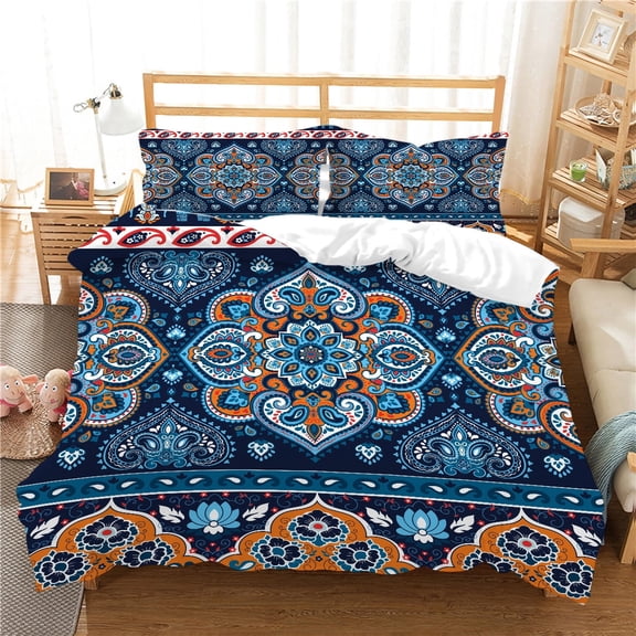 YJHDM Bohemian Bedding Set 3D King Queen Bed Down Duvet Cover Pillow Case 2/3pcs for Women and Adult
