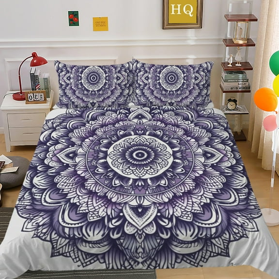 YJHDM Bohemian Mandala Bedding Set 3D King Queen Bed Down Duvet Cover Pillow Case 2/3pcs for Women