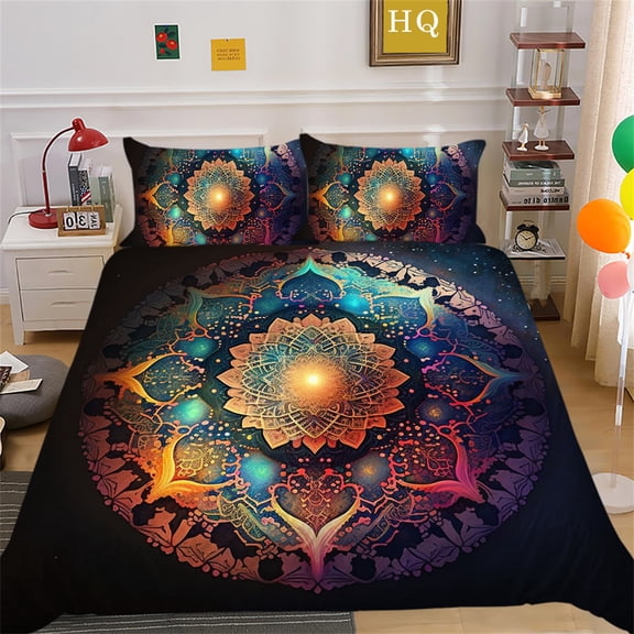 YJHDM Bohemian Style Bedding Set 3D Mandala Duvet Cover Pillowcase 2/3pcs Women Adults Quilt Cover
