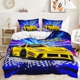 thumbnail image 1 of YJHDM Cool Sports Car 3D Bedding Set Yellow Racing Duvet Cover Pillow Case 2/3pcs for Boys Teens Men, 1 of 5