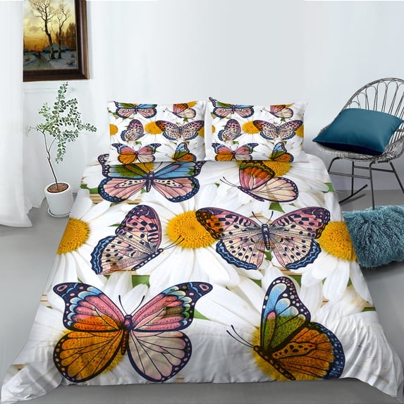 YJHDM Deluxe Butterfly Bedding Set 3D Women Girls Down Duvet Cover Pillowcase 2/3pcs Birthday Gift