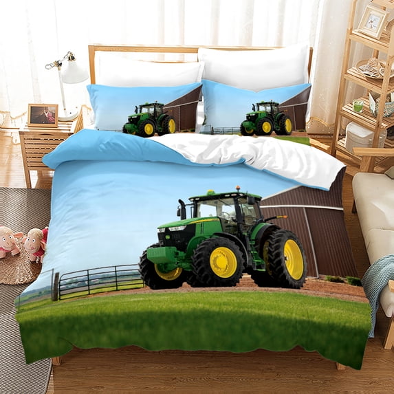 YJHDM Farm Agricultural Vehicle Bedding Set 3D Duvet Cover Pillow Case 2/3pcs Tractor Pattern Cover