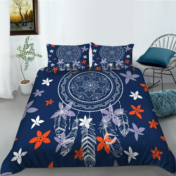 YJHDM Flower Dream Catcher Bedding Set 3D Women and Girls Down Duvet Cover Pillow Case 2/3pcs