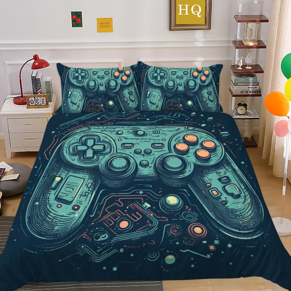 YJHDM Game Controller Bedding Set 3D Retro Game Pad Duvet Cover