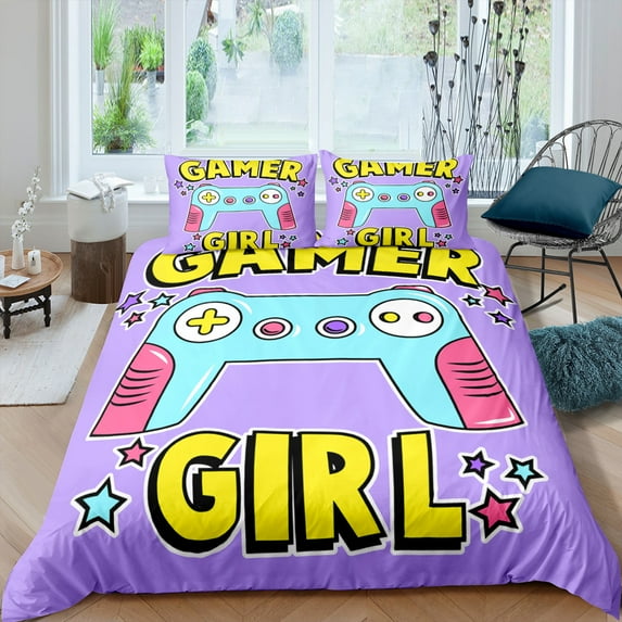 YJHDM Girl Gamer Bedding Set 3D Game Duvet Cover Pillow Case 2/3pcs for Twin/Full Bed Birthday Gift