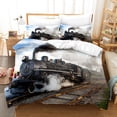 thumbnail image 1 of YJHDM Home Textile Steam Retro Train Bedding Set 3D Industrial Style Duvet Cover Pillowcase 2/3pcs, 1 of 5