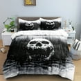 thumbnail image 1 of YJHDM 3D Terrifying Skull Bedding Set Halloween Theme Quilt Cover Pillowcases 2/3pcs Boys and Men Cover Gift, 1 of 5