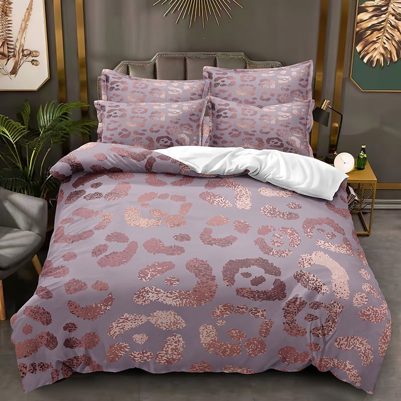 YJHDM Leopard Print Bedding Set 3D Printed Wild Style Beast Pattern Duvet Cover Pillowcase 2/3pcs