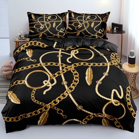 YJHDM Luxury HD Printing Bedding Set 3D Black Anti Dirty Down Duvet Cover Pillow Case 2/3pcs