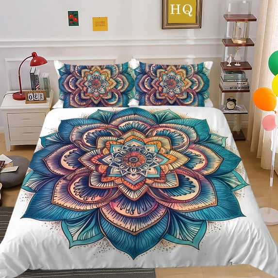 YJHDM Mandala Patterned Home Bedding Set, Adult Down Duvet Cover, Pillowcase 2/3pcs Gift