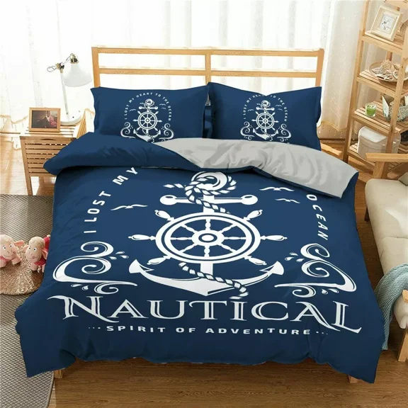 YJHDM Nautical Ocean 3D Bedding Set Duvet Cover & Pillowcase Twin Fulll Home Decor Gift