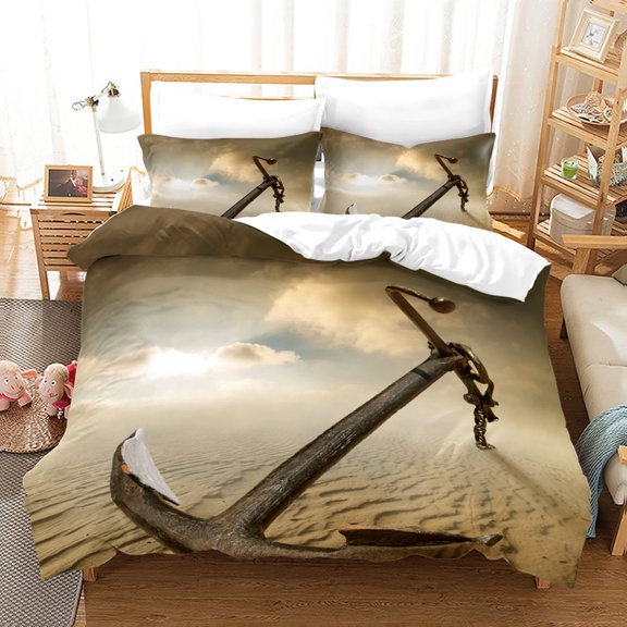 YJHDM Navigation Theme Bedding Set 3D Superfine Fiber Duvet Cover Pillow Case 2/3pcs Anchor Cover