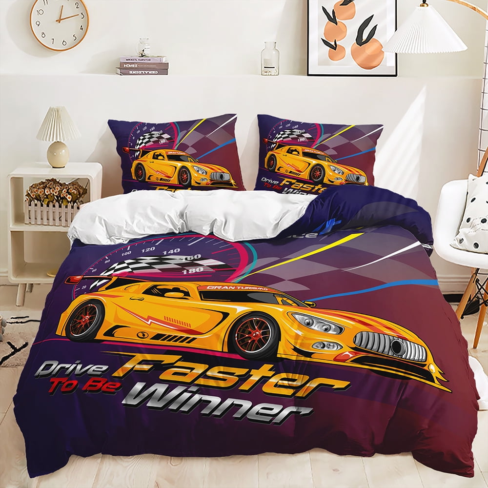 YJHDM Racing Bedding Set 3D Speed Winner Duvet Cover Pillow Case 2/3pcs