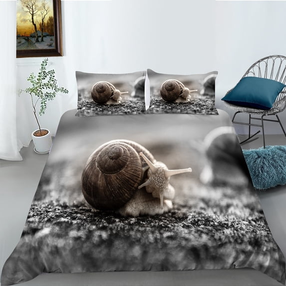 YJHDM Snail Pattern Bedding Set 3D HD Printed Duvet Cover Pillowcase 2/3pcs Twin/Full Insect Cover
