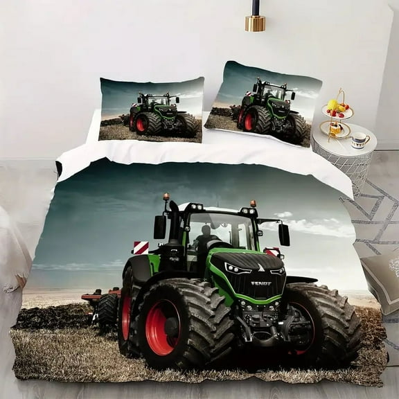YJHDM Teenage Adult Bedding Set, Tractor Printed Bedding and Pillowcases 2/3 Pieces