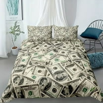 YJHDM US Dollar Patterned Bedding Set, Youth Down Duvet Cover, Pillowcase, 2/3-piece Gift Set