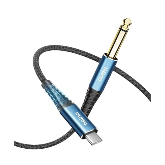 YJJSKEJI 1/4 to USB C YJJSKEJIo Cable, 1/4 inch TS to USB Type-C Bass/Guitar Recording Equipment Cord Cable, Compatible with Laptop/PC/Mac/Smartphone with USB C Ports - 6.6FT