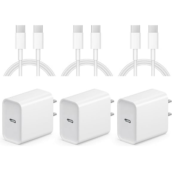 YJJSKEJI 10FT iPhone 16 15 Charger Fast Charging - 3 Pack 20W USB C Charger Block and Type C to C Cable Compatible with iPhone 16/16 Pro/16 Pro Max/16e, iPhone 15, iPad Pro, Air 5/4, iPad 10/Mini 6