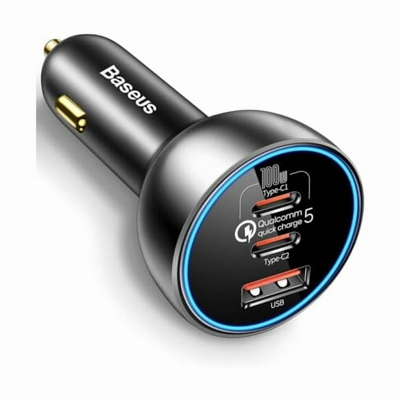 YJJSKEJI 160W USB C Car Charger, QC5.0 PD3.0 PPS 3 Ports Super Fast Charging, Modern Style, Compatible with iPhone 15/14/13 Pro, Samsung S22, iPad, MacBook Pro