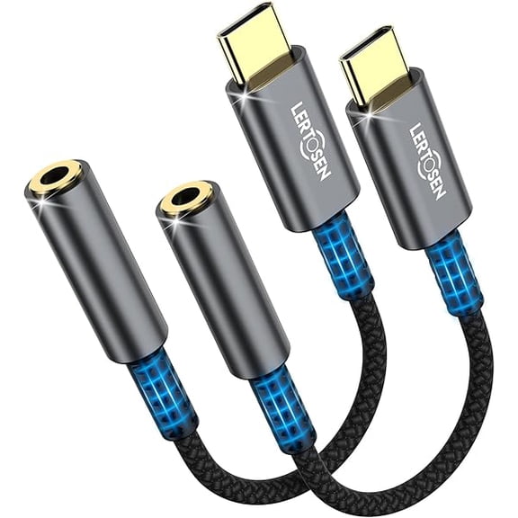 2 Pack USB C to 3.5mm Headphone Jack Adapter HiFi Audio Dongle, Type C to Aux Female Cable Cord Compatible with iPhone 16/15 Pro Max, Samsung S25/S24/S23, iPad Pro, Pixel, MacBook