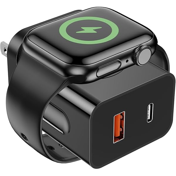 YJJSKEJI 20W for Apple Watch Charger, PD 3-in-1 Portable Fast Charger with Magnetic Wireless Charging, Dual Ports USB C Wall Charger Block Compatible with iPhone, Tablet, Apple Watch Series,Black