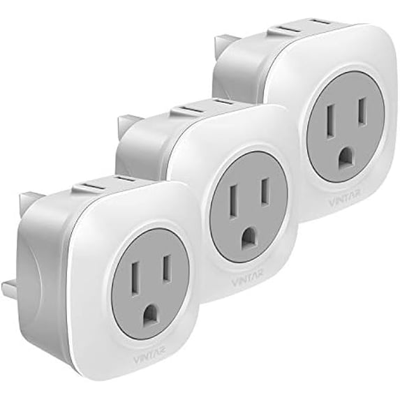 YJJSKEJI 3 Pack UK Ireland Travel Plug Adapter, International Power Adaptor with 2 American Outlets, 2 in 1 European Plug Adapter for USA to British England Scotland Irish London Hong Kong (Type G)