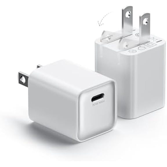 YJJSKEJI 30W Fast Wall Charger, USB C Charge Block with GaN III Tech, PD3.0 PPS Foldable Charger for iPhone 16/15 and More Series, Galaxy, iPad, Compatible with MagSafe (2 Pack)