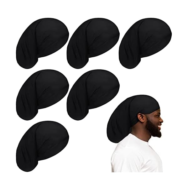 YJJSKEJI 6 Pieces Dreadlock Cap Men Dread Caps Unisex Jumbo Long Hair Dreads Head Stocking Wrap Night Shower Sleeping Bonnet Accessories for Men Women Colorful