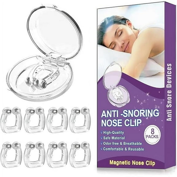 YJJSKEJI Anti Snoring Devices(8 Pack), Silicone Magnetic Stop Snoring Solution, Comfortable & Professional Anti Snoring Nose Clip 24