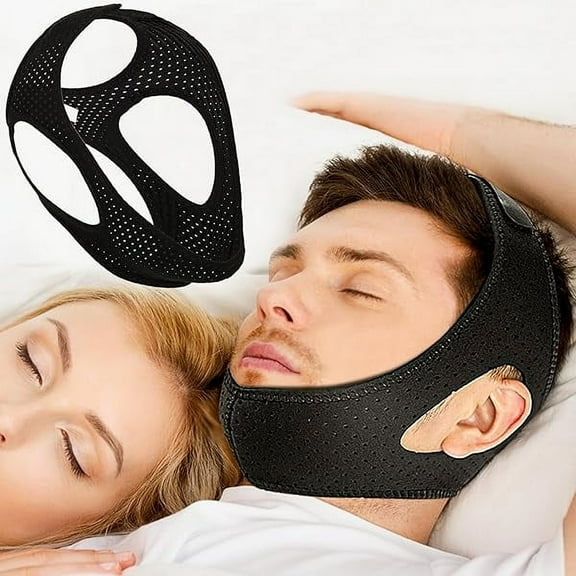 YJJSKEJI Anti Snoring Devices,Chin Strap for Sleeping,Breathable Snoring Solution,Adjustable Stop Snoring Chin Strap for Men and Women Chinstrap-Black