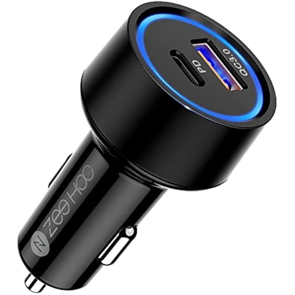 YJJSKEJI Car Charger Adapter, ZeeHoo USB C Car Charger QC 3.0&PD Dual Port 45W Fast Charging for Apple iPhone 14 13 12 11 Pro Max, Samsung Galaxy S23 Ultra/S22/Z Fold4 Flip 4/S21/Note20/Pixel/LG