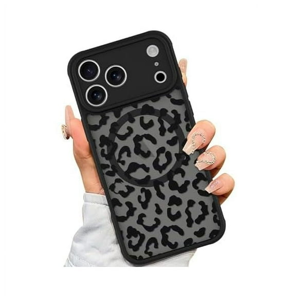 YJJSKEJI Case Made for iPhone 17 Pro [Compatible with MagSafe] Black Leopard Pattern Design for Women Girls Men Soft TPU Bumper Hard PC Back Anti-Fall Shockproof Protective Slim Magnetic Cover