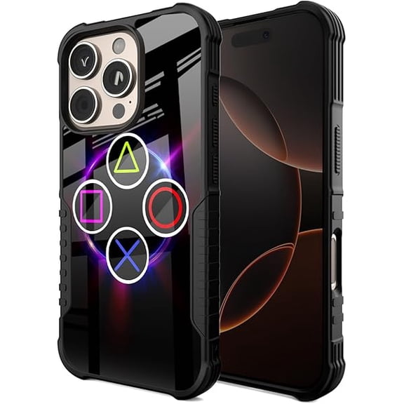 YJJSKEJI Compatible with iPhone 16 Pro Case Gamer Video Game Gaming Design for Men Boys Kids, Military Grade Shockproof Bumper Anti-Scratch Acrylic Back Protection Cover for iPhone 16 Pro