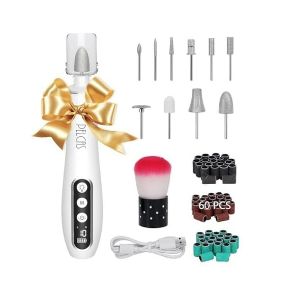 YJJSKEJI Cordless Nail Drill, 10 Speeds Professional Electric Nail File with LED Light Portable Electric Toenail Files with LCD Screen for Thick Nails, Acrylic Nails, Polishing, Nail Art