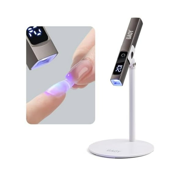YJJSKEJI Cordless UV Light with Stand, Handheld Nail Lamp, Portable LED Nail Lingt, Cordless Rechargeable, Fast Curing, Matte Black