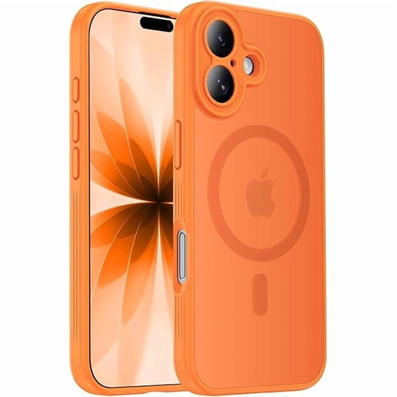 YJJSKEJI Designed for iPhone 17 Case, Compatible with MagSafe, [Cameratection] [15FT Military Droptection] Shockproof Translucent Matte Anti-Slip Phone Case, 6.3", Orange
