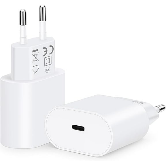 YJJSKEJI European Travel Plug Adapter, 2-Pack 20W PD USB C Wall Charger Type C Fast Charging Block International Power Adaptor US to Europe EU for iPhone 16 15 14 13 12, iPad, Samsung, Pixel, Android