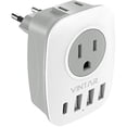 thumbnail image 1 of YJJSKEJI European Travel Plug Adapter, International Power Plug Adapter with 1 USB C, 2 US Outlets and 3 USB Ports, 6 in 1 Travel Essentials to Most of Europe Greece, Italy(Type C), 1 of 1