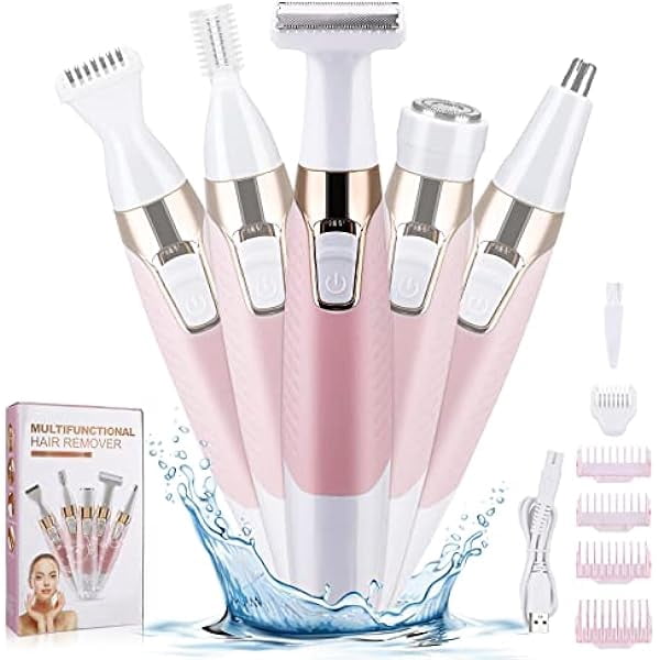 Micro Face Razor YJJSKEJI Face Razors for Women, Bikini Trimmer 5 in 1 Wet/Dry Electric ...