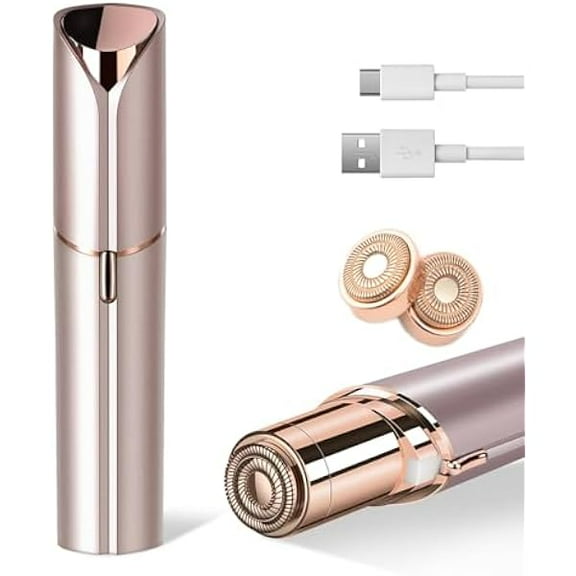 YJJSKEJI Facial Hair Remover for Women, Painless Womens Facial Hair Remover with 2 Replacement Heads, Lipstick-Sized, USB Rechargeable, Facial Hair Remover for Upper Lip,Chin,Peach Fuzz,Mustache