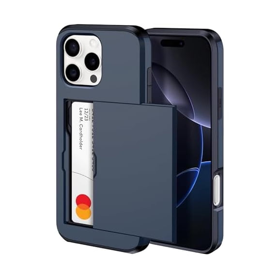 YJJSKEJI iPhone 16 Pro Max Wallet Case with Hidden Card Slot - Wireless Charging Compatible iPhone 16 Pro Max Case with Card Holder for Men and Women (Blue)
