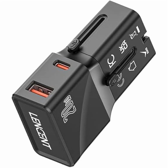 YJJSKEJI International Travel Power Adapter, Mini Pocket USB C Charger, PD 20W&QC 3.0 Type-C Fast Charging, Outlet Adaptor, Worldwide Cell Phone Wall Charger Block with UK US EU European Australia