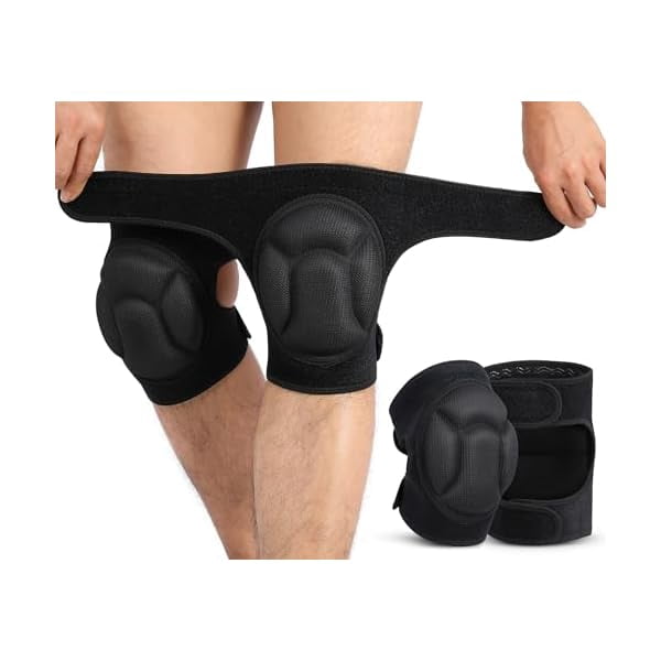 YJJSKEJI Knee Pads for Gardening, Cleaning, Construction Work, Flooring, Men/Women Knee Pads with Thick EVA Foam, Anti Slip Collision Avoidance Gardening Kneeling Pad （1 Pair, Black）