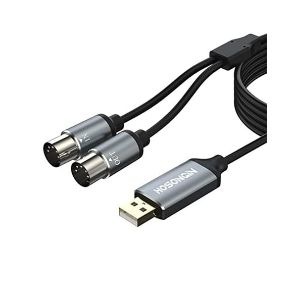 YJJSKEJI MIDI to USB Cable 6 Feet, USB to 5-PIN MIDI Interface Adapter Connecting with Keyboard SynthYJJSKEJIzer Drum for Editing Recording