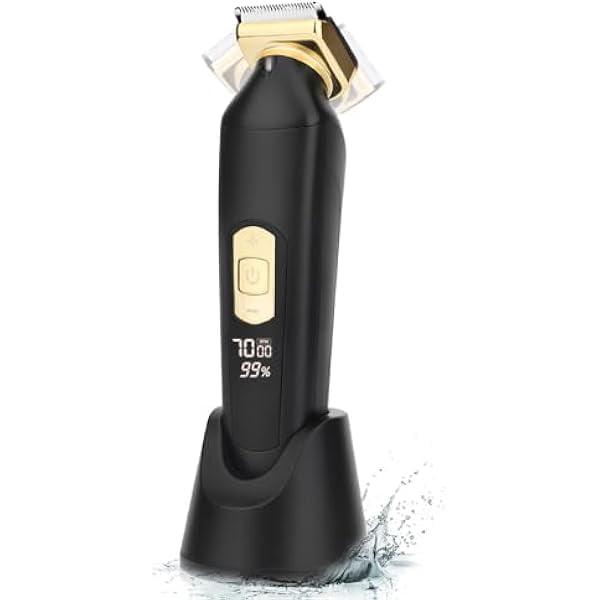 YJJSKEJI Manscape Groin & Body Hair Trimmer for Men,Bikini Trimmer Women - Wet/Dry Shaver Groomer,Electric Razor Bikini Shaver,LED Display,IPX6 Waterproof,100 Minutes Shaving