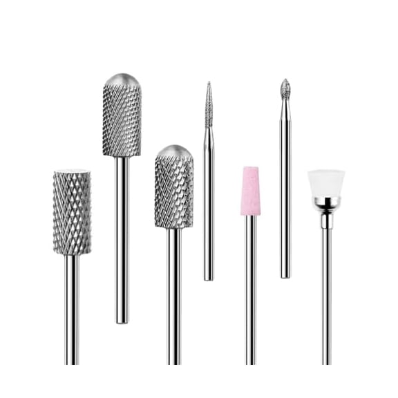 YJJSKEJI Nail Drill Bits Set 7pcs: 3/32 Inch Shank Electric Nail File Machine Bits for Acrylic Gel Dip Nails Nail Art Tools for Cuticle Remover Manicure Pedicure